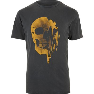 Washed black skull print T-shirt